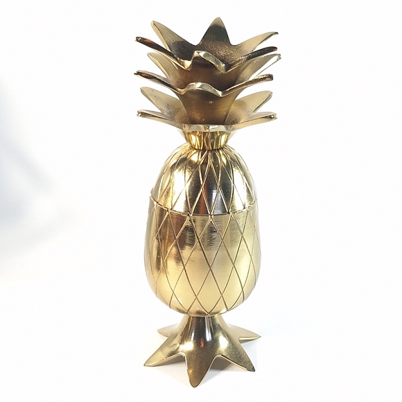 Vintage brass pineapple trinket or jewelry box candle holder lidded and footed p - Picture 1 of 8